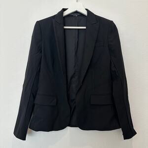 Theory black wool blend single breasted blazer jacket 8